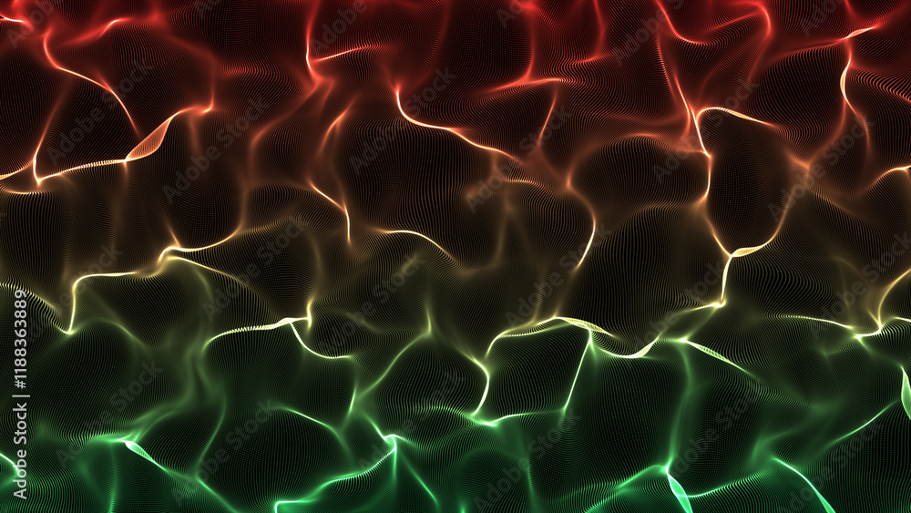 Aufkleber flowing dots particles wave pattern 3d curve halftone background. dot wave wallpaper. concept of tec