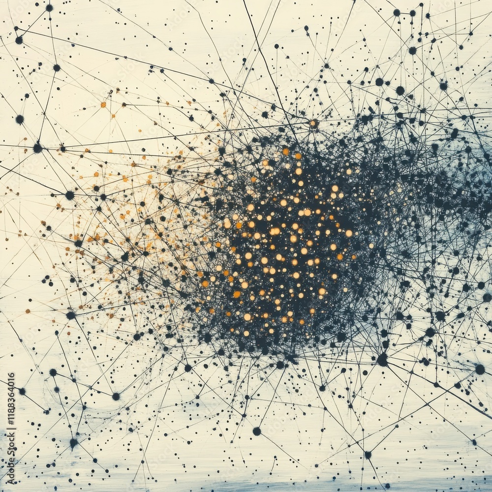 Poster an abstract visual representation of memories forming in the mind, with interconnected lines and dot