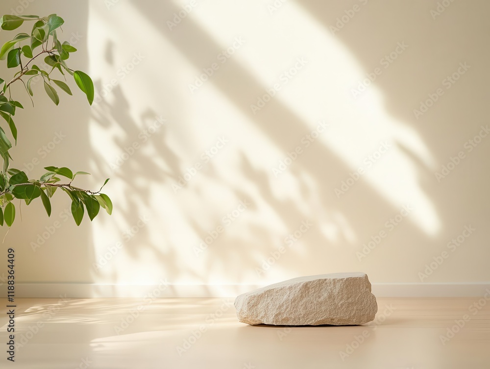 Poster floating everyday objects in minimalistic settings, suspended mid-air with natural textures and shad