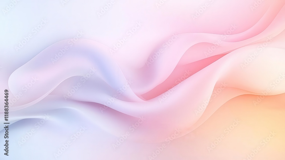 Poster abstract fluid lines in pastel tones, soft gradients with a radiant center, evoke tranquility and mo