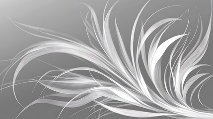 Abstract White Floral Design On Grey Background