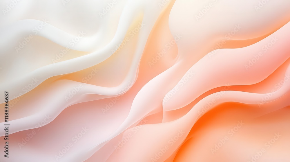 Aufkleber dynamic wave of abstract fluid lines in pastel tones, soft gradients with a glowing center, evoking 