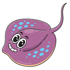 Cartoon Illustration of a Happy Stingray
