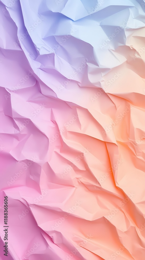 Poster crumpled paper texture with vibrant color gradients, a mix of abstract and tactile elements, creatin