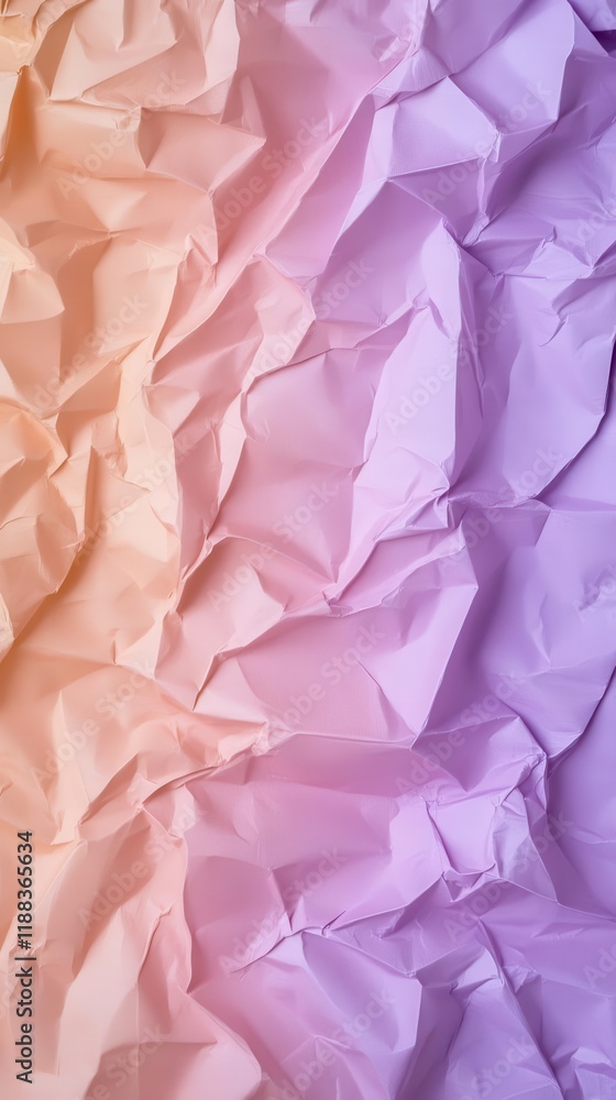 Poster crumpled paper texture with vibrant color gradients, a fusion of abstract and tactile elements for a