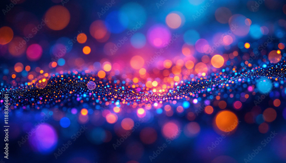 Poster colorful abstract background with vibrant bokeh lights creating a mesmerizing pattern in deep blue h