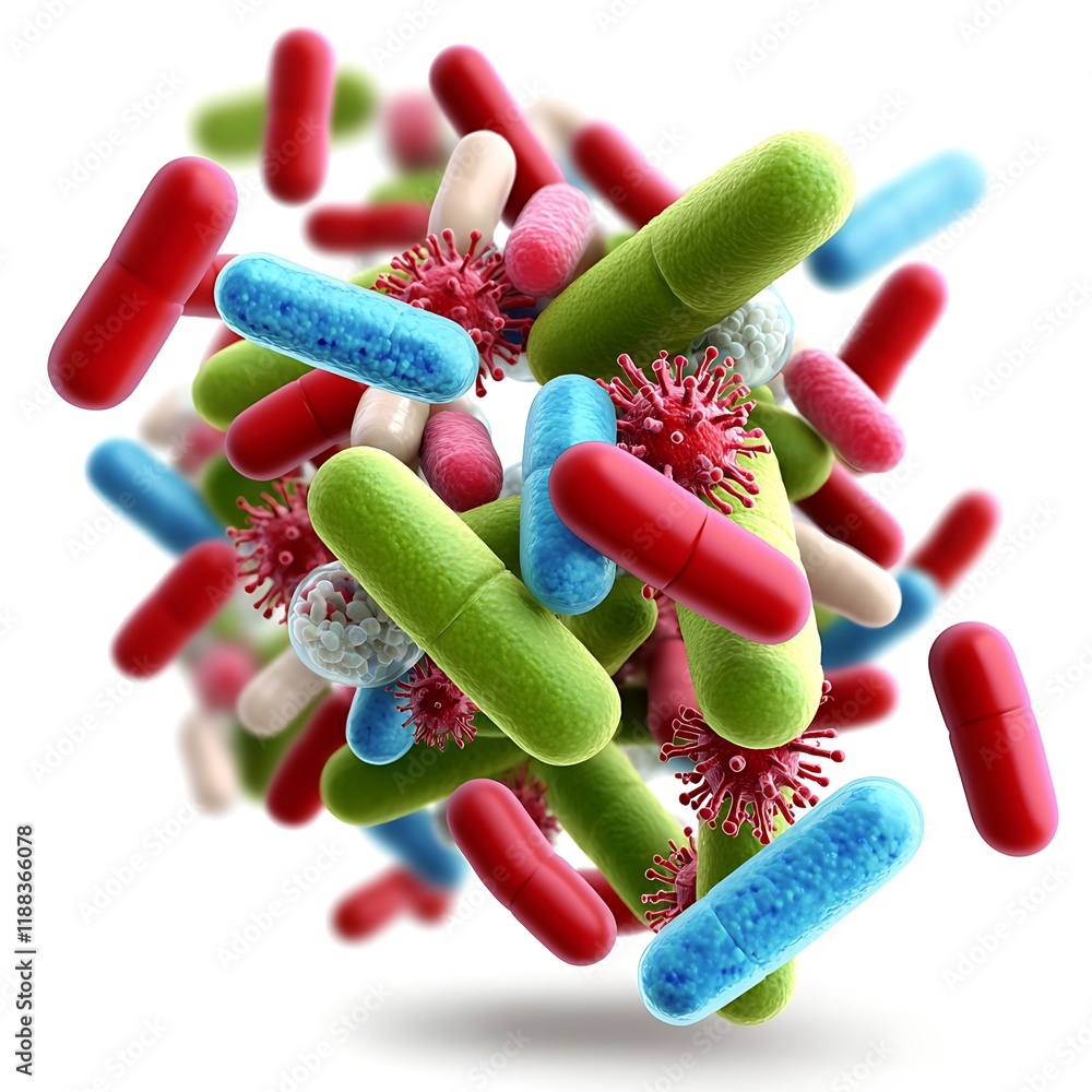 Poster exploring microbial diversity in the laboratory science abstract close-up