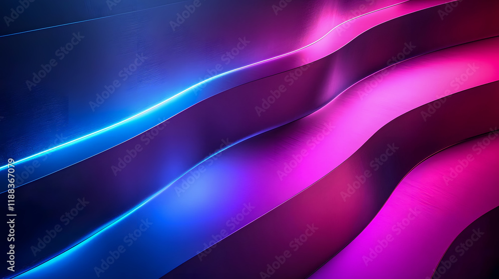Aufkleber abstract wavy background with glowing neon lights in blue and pink hues creating a futuristic and dy