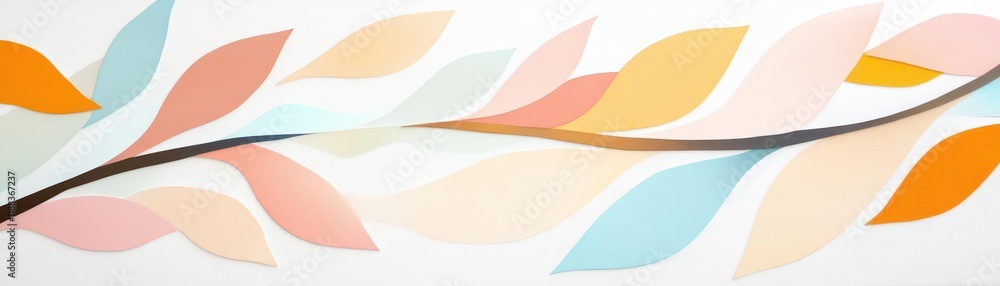 Poster abstract representation of tree branches with intersecting geometric designs, influenced by organic 