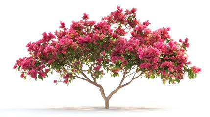 Naklejka premium Pink Bougainvillea Tree Isolated on White Background