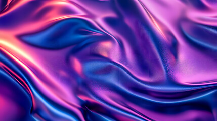 Obraz premium Vibrant Silk Fabric Texture with Colorful Shimmering Waves in Shades of Purple and Blue for Creative Background Design