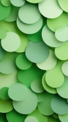 Abstract inspired by recycling patterns with circular shapes in green tones, symbolizing sustainability and environmental awareness, created a visually captivating masterpiece.