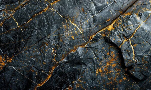 Textured dark gray rock surface with orange veins