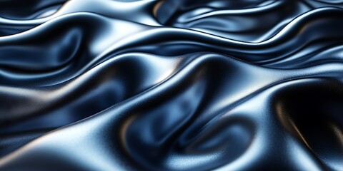 Obraz premium Dark blue silk fabric waves, abstract background texture