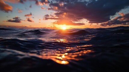 Captivating Outdoor Photography of a Golden Sunset Over the Ocean