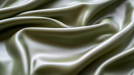 Obraz premium Draped Olive Green Silk Fabric Showing Soft Waves
