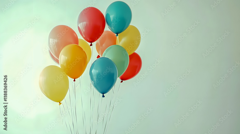 Aufkleber colorful balloons in various shades floating against a soft background creating a festive and cheerf