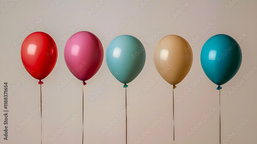 Aufkleber colorful balloons with different shades displaying cheerfulness and joy in a minimalist setting perf
