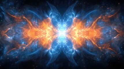 Fototapeta premium Mesmerizing Fiery Cosmic Explosion in the Depths of the Ethereal Universe Showcasing the Powerful Dynamic and Captivating Forces that Shape the Interstellar Landscape