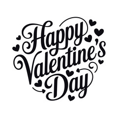 Romantic Valentine’s Day Typography Design with Heart Motif, Creative Valentine’s Day Calligraphy Art in Green Theme