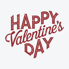 Bold Valentines Day Typography Design with Red Heart and Grunge Style