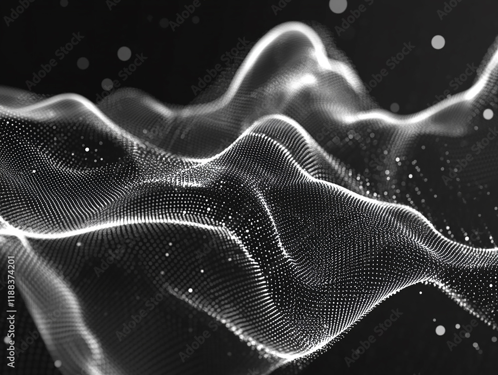 Poster dynamic wave patterns abstract digital art visual composition monochrome environment aerial perspect