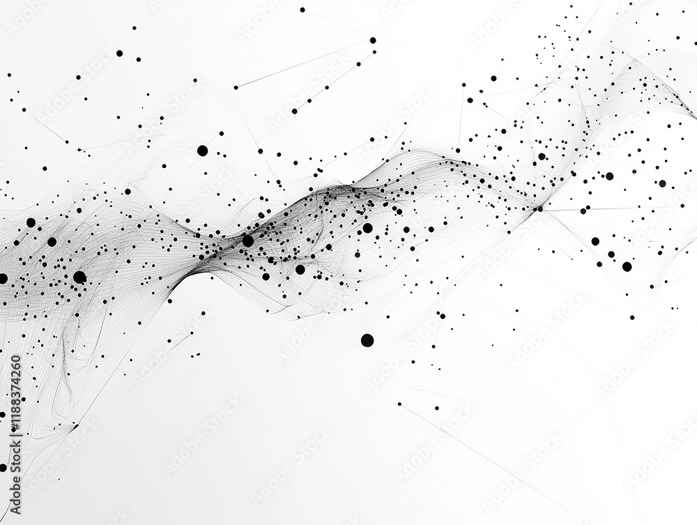 Poster dynamic particles flowing through space abstract visualization digital art modern environment artist