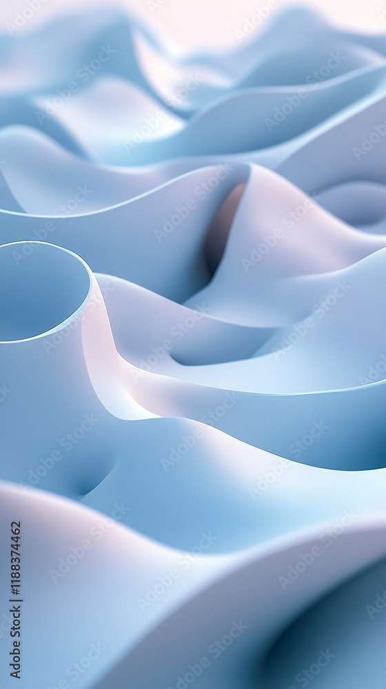 Poster fluid motion study abstract blue waves digital art soft environment top-down view conceptual design 
