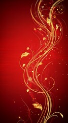Stunning Gold Floral Pattern on a Red Background
