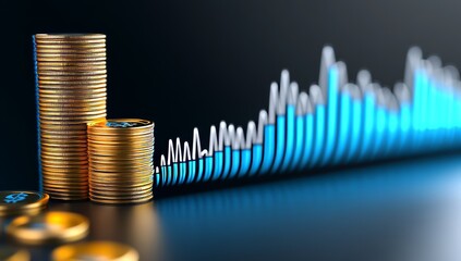 Stock Market Graph with Golden Lines on Black Background