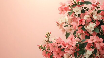 Fototapeta premium Delicate Pink Blossoms Against Soft Pink Background