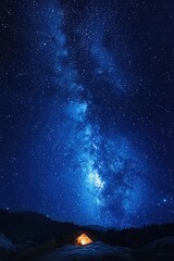 Obraz premium A starry night sky with the Milky Way, a mobile wallpaper with a dark blue background and white stars.