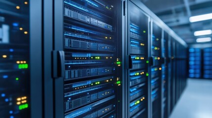 Powerful servers in modern data center, the backbone of digital connectivity 