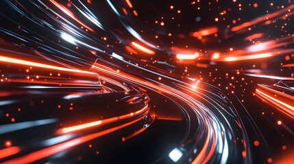 Obraz premium Abstract Swirling Lines of Red and White Light