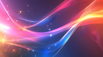 Obraz premium Abstract Colorful Waves With Glowing Particles Background