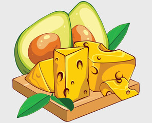 cheese avocado illustration