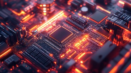 Obraz premium High-tech circuit board close-up digital lab technology futuristic macro