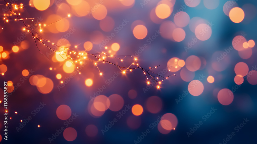 Aufkleber soft glowing lights create magical atmosphere with dreamy bokeh effect in bluish background for holi