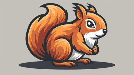 A cute, cartoon-style squirrel with a fluffy tail, depicted in a vibrant, playful design.