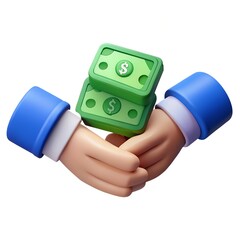 3D Hand holding money. Money investment and business commerce concept. 3D illustration rendering