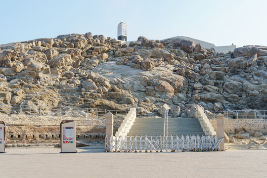 Mount Arafat (or Jabal Rahmah), the place where Adam and Eve met after being ousted from paradise. No people. Saudi Arabia, Mecca, December 01, 2024.