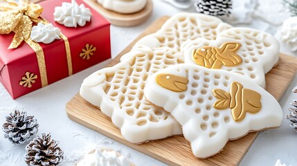 Fototapeta premium Festive Gold Sheep Cookies Christmas Treats