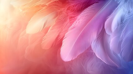 Naklejka premium Vibrant Feather Display Abstract Art Digital Creation Colorful Background Artistic Perspective Serenity and Beauty