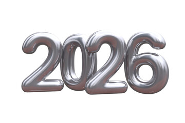 3D vector numbers 2026 in a gold color. Design object for New Year greeting cards, advertising banners. Metal numbers are bold and sleek, and with sharp edges. 3D element isolated on white