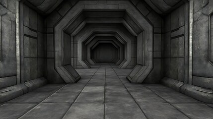 Dark Grey Futuristic Corridor Interior Design