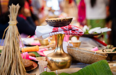 Assamese traditional food displayed at a stall to sell during Magh Bihu or Bhogali Bihu festival.