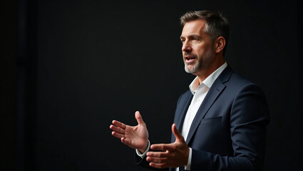 Corporate Leader Giving Motivational Speech,
