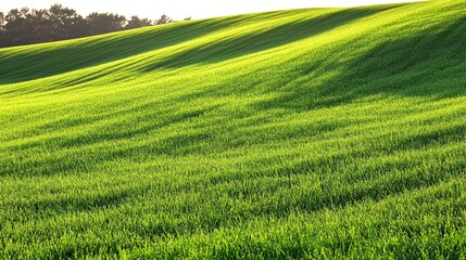 Vibrant green hills at sunset with lush grass and gentle slopes