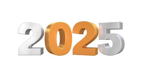 Happy New Year 2025 Transparent background vector. New Year 2025 text design. New year 2025 vector design with realistic 3D numbers.