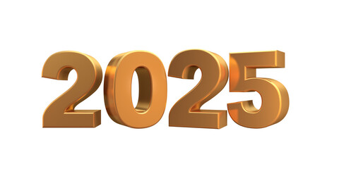 Happy New Year 2025 Transparent background vector. New Year 2025 text design. New year 2025 vector design with realistic 3D numbers.